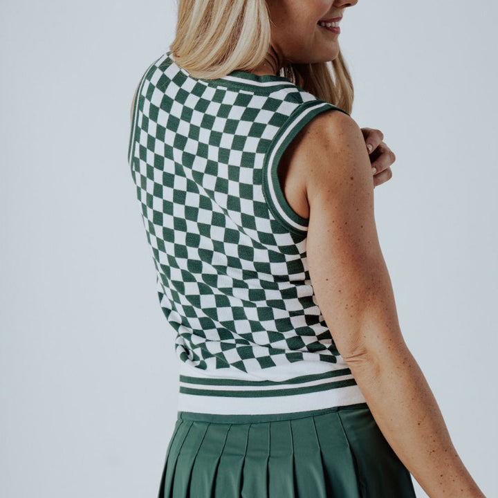 Fore All Jen Sweater Vest - Green Check