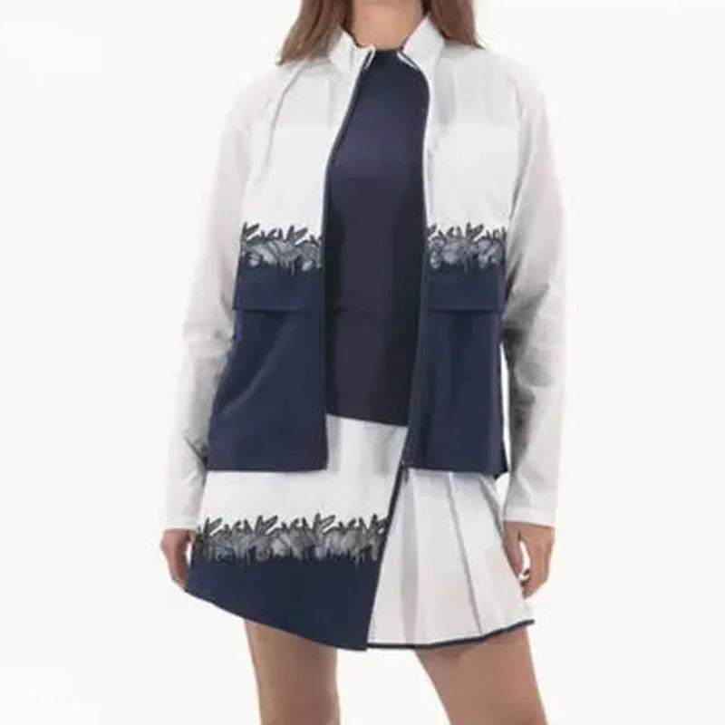 Foray Golf Lace Insert Double Layer Jacket - White/Navy