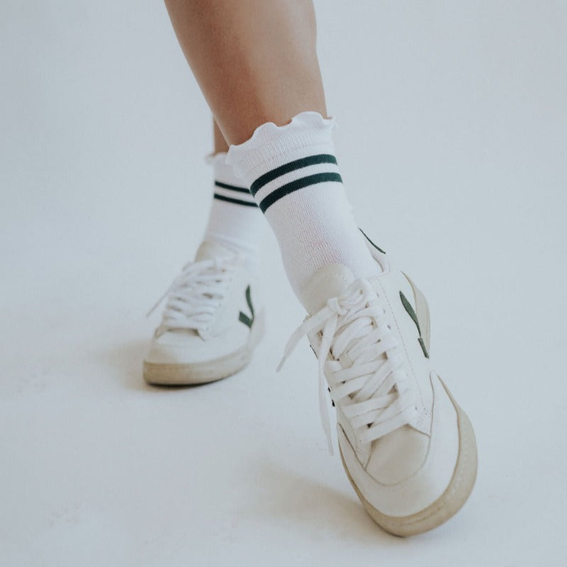 Fore All Maude Ruffle Socks - White/Green