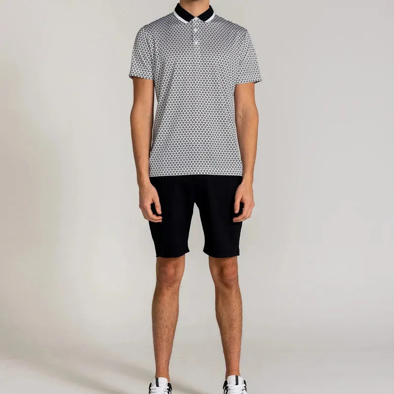 Redvanly Men's Duncure Pique Polo - Black/White