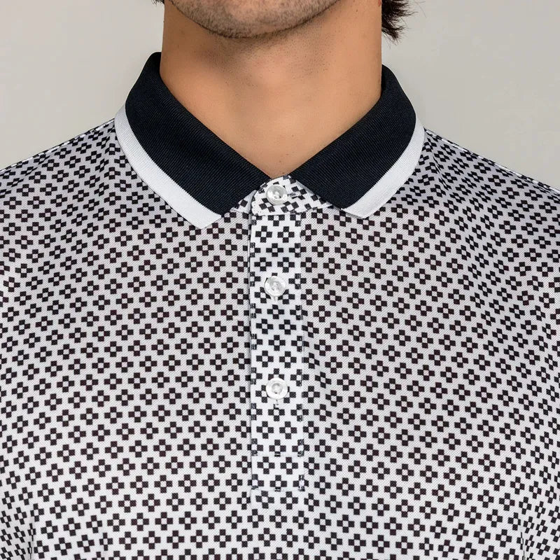 Redvanly Men's Duncure Pique Polo - Black/White