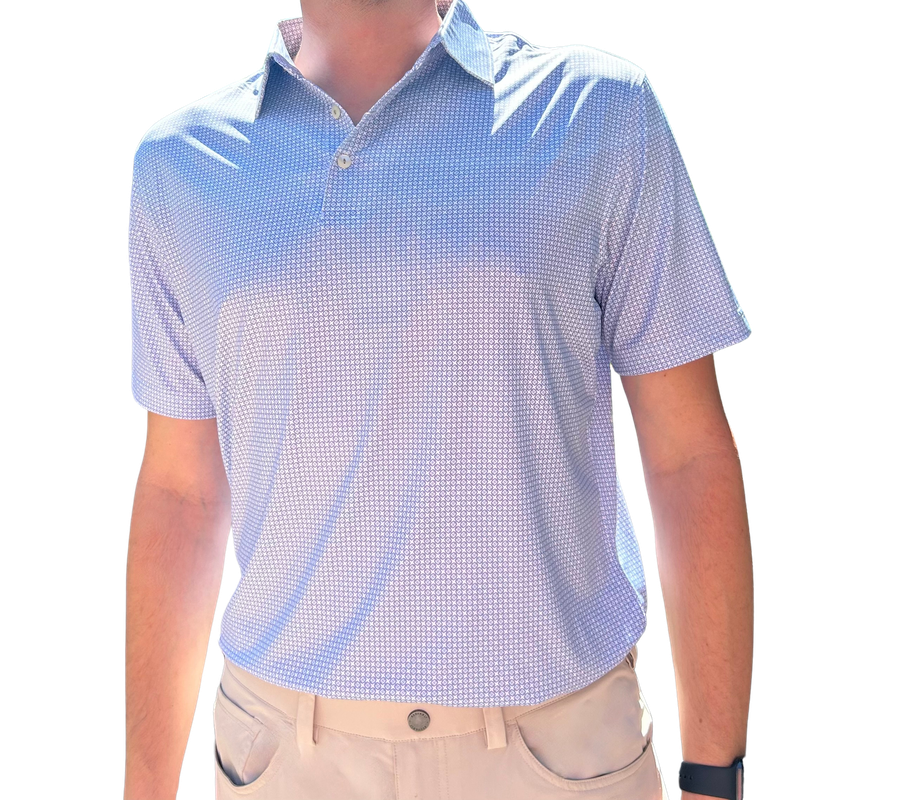 Danini Men's S/S Polo - Light Blue Print