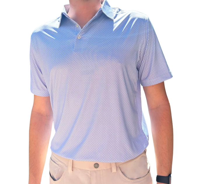 Danini Men's S/S Polo - Light Blue Print