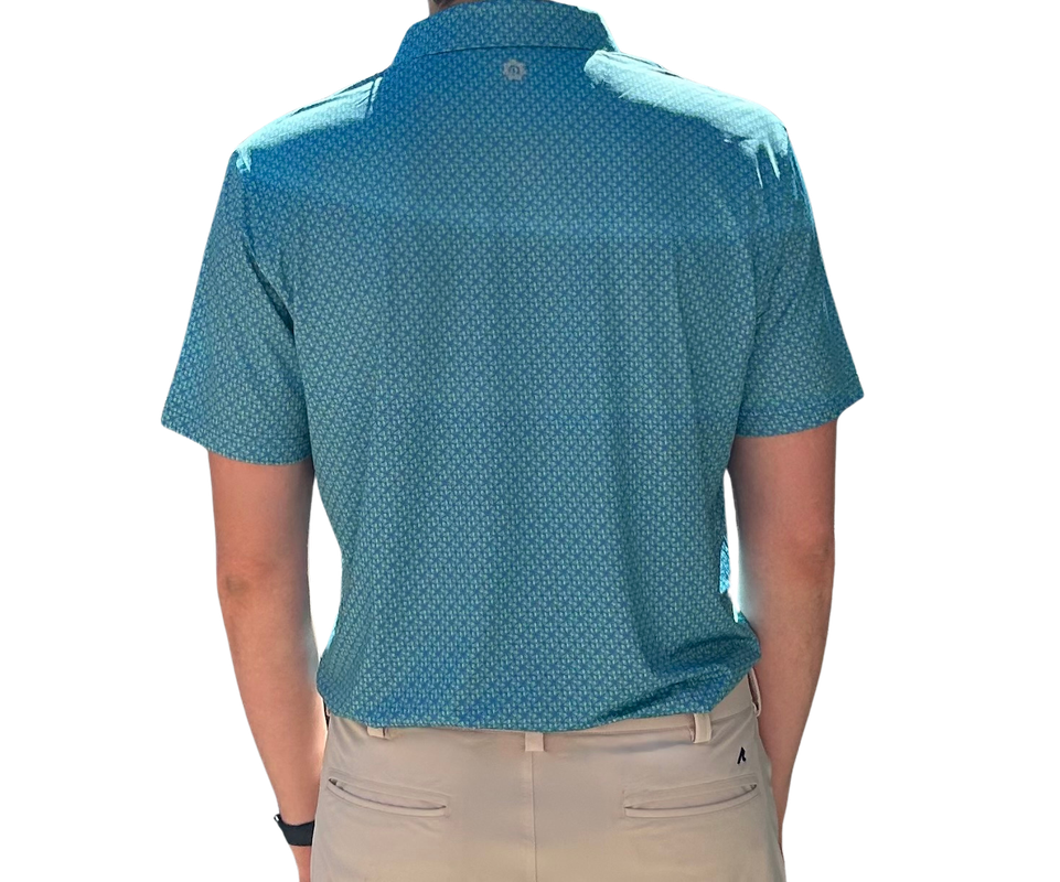 Danini Men's S/S Polo - Turquoise Print