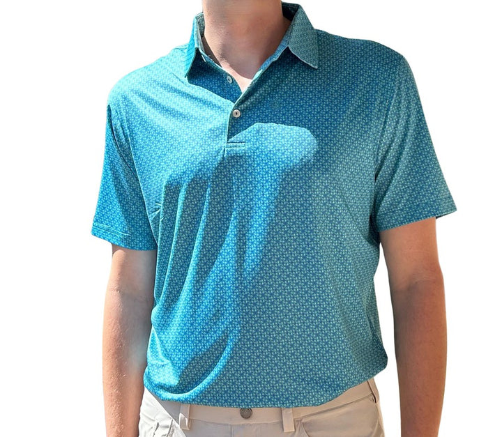 Danini Men's S/S Polo - Turquoise Print