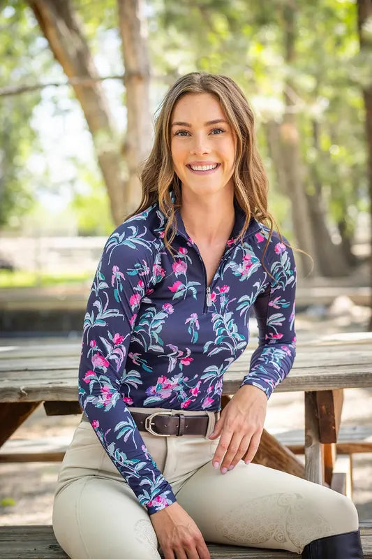 Kastel Garden Blooms L/S Top - Navy Floral