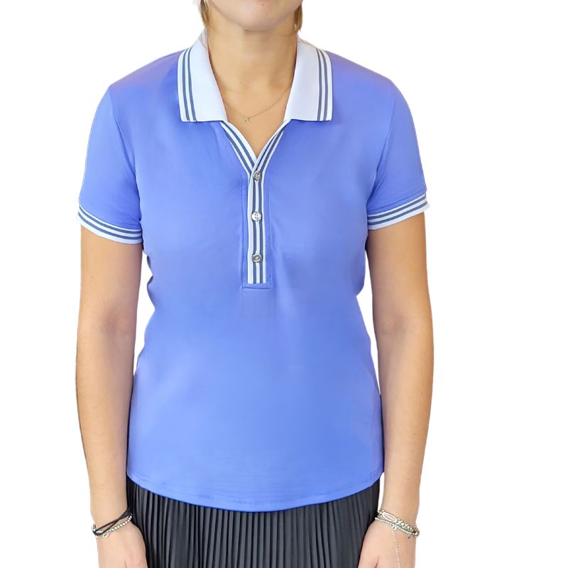 inPhorm Emma S/S Polo - Periwinkle/White