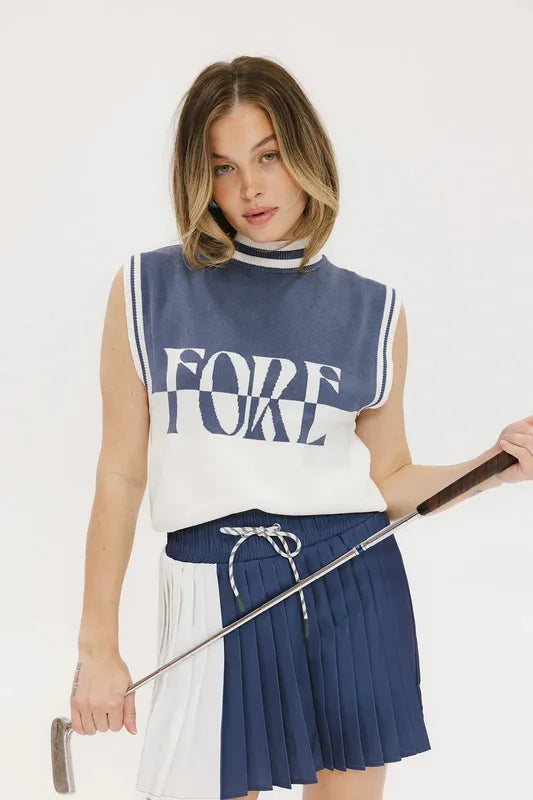 Fore All Fore S/L Sweater - Indigo/White