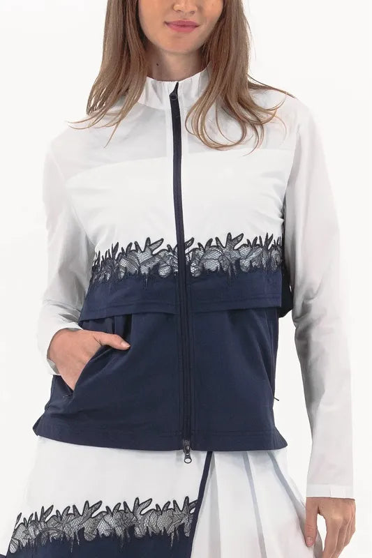 Foray Golf Lace Insert Double Layer Jacket - White/Navy