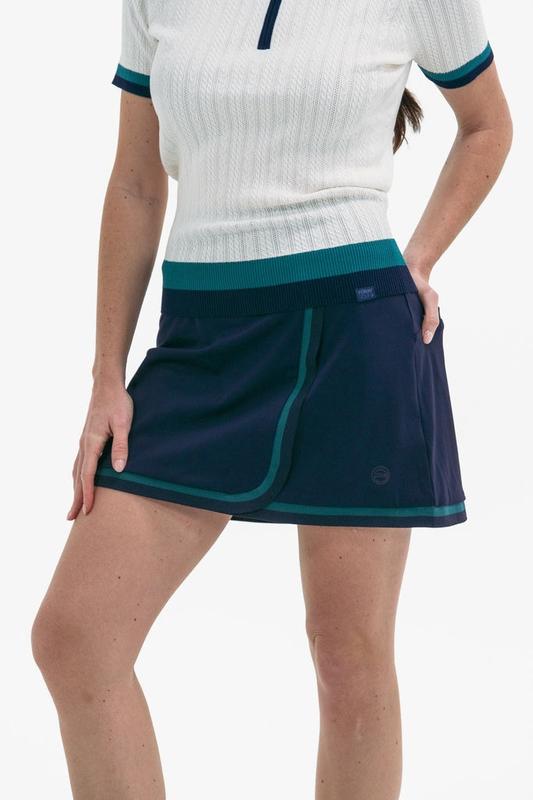 Foray Golf Faux Wrap Skort - Navy/Green