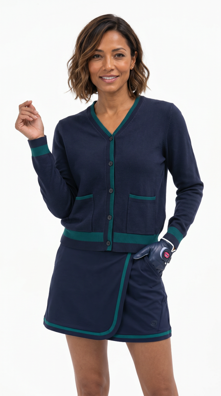 Foray Golf Faux Wrap Skort - Navy/Green