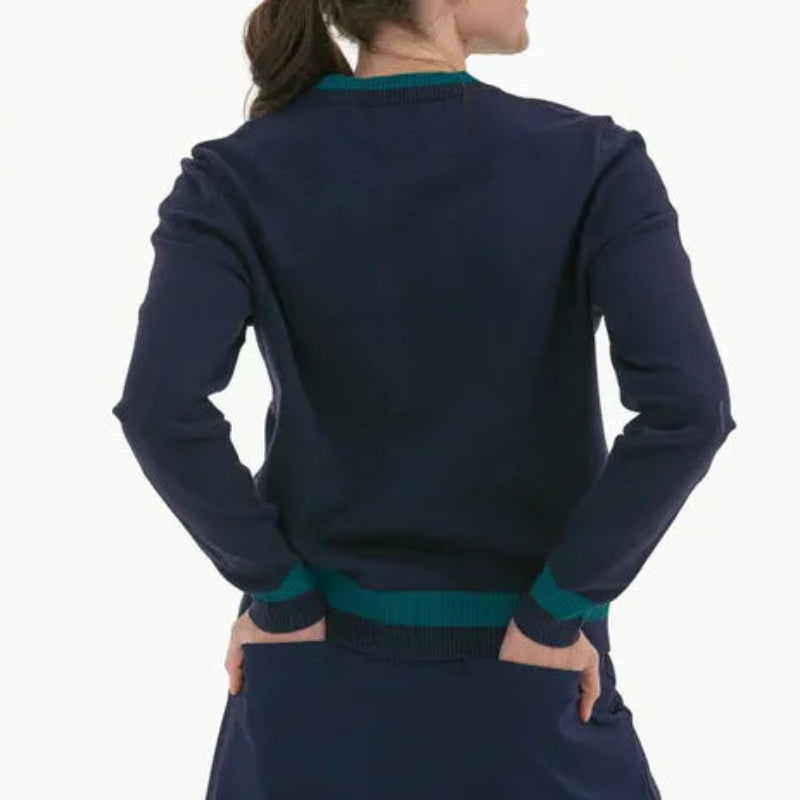 Foray Golf V-Neck Cardigan - Navy/Green