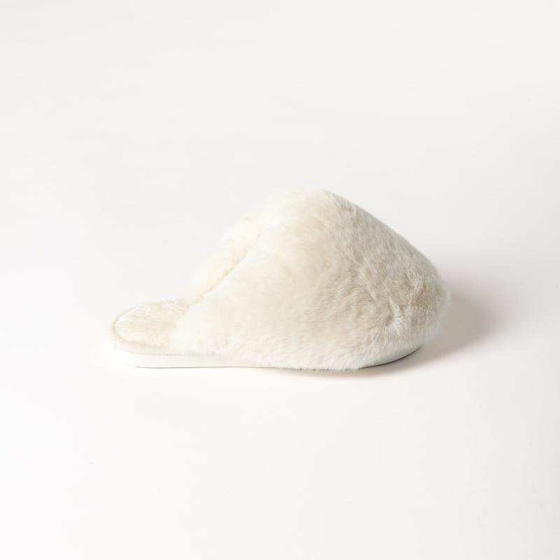 Lyla & Luxe Faux Fur Slides - White