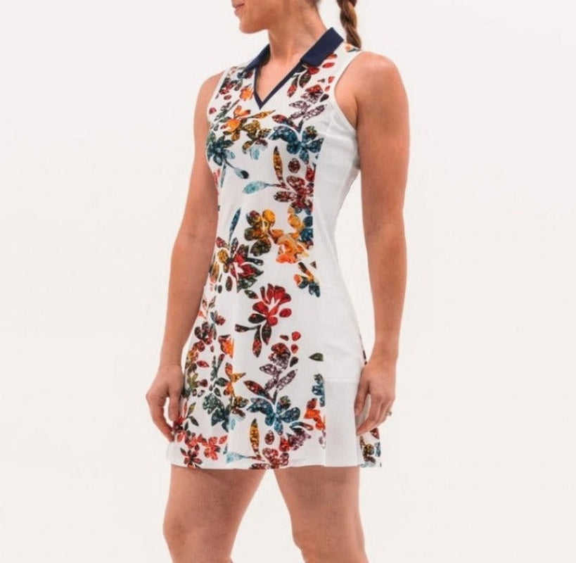 Foray Golf Core Dress (pockets)- White Floral