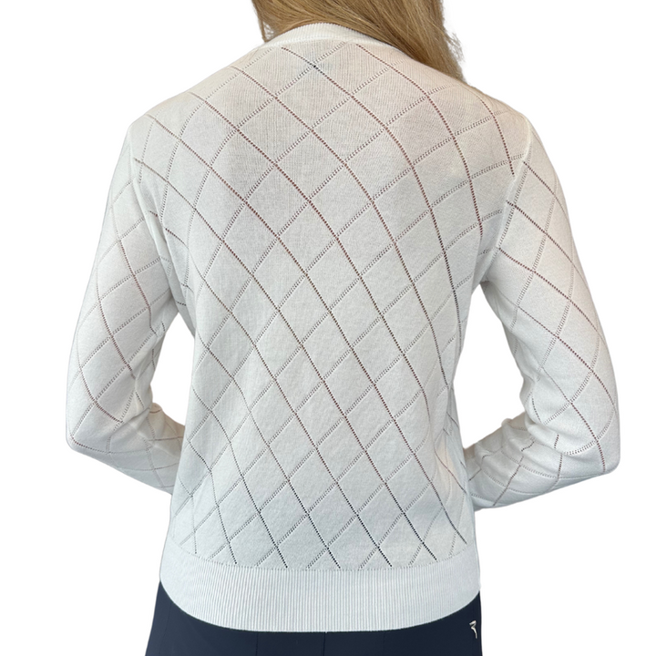 Foray Golf Diamond Pointelle Sweater - White