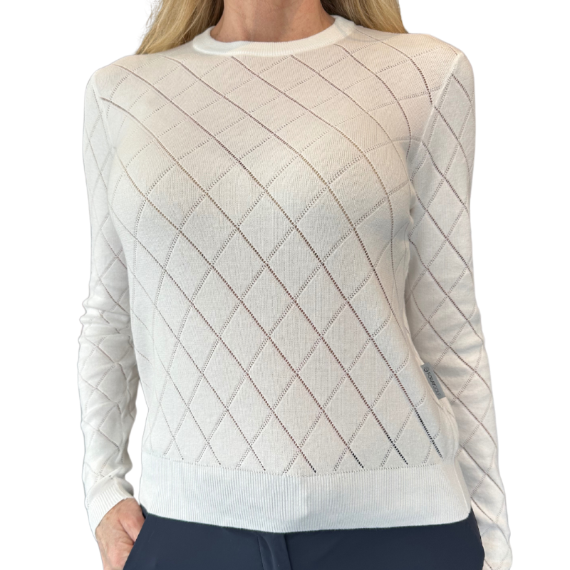 Foray Golf Diamond Pointelle Sweater - White