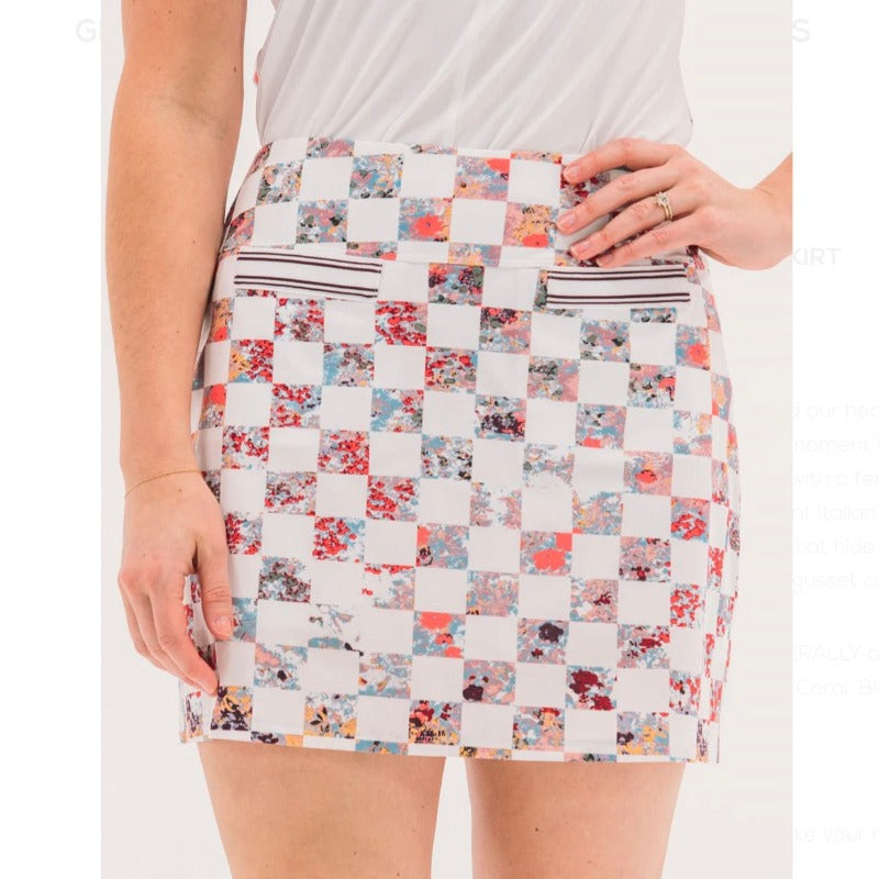 Foray Golf Hidden Pocket Skort (15.5") - Floral Check