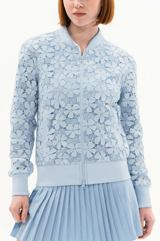 Foray Golf Lace Bomber Jacket - Light Blue