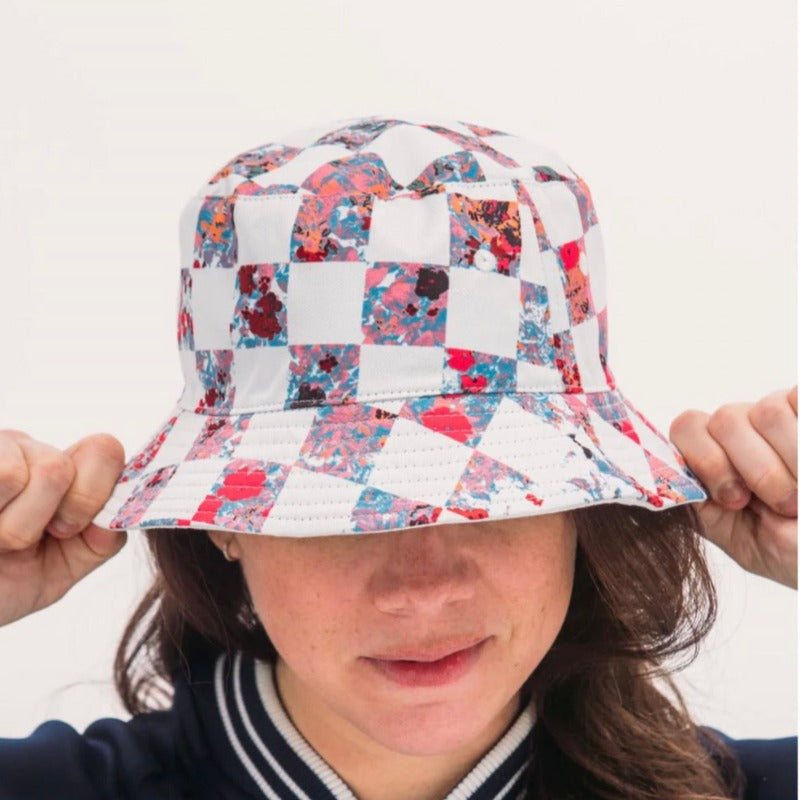 Foray Golf Reversible Bucket Hat - White/Check