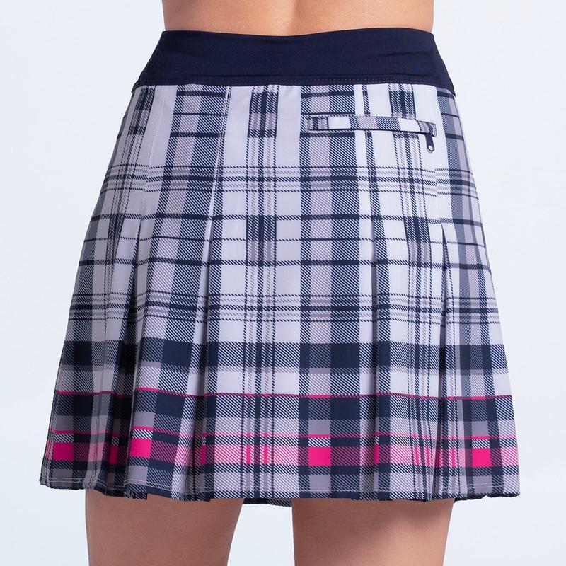 Lucky in Love Ivy Plaid Pleat Skort - White/Navy