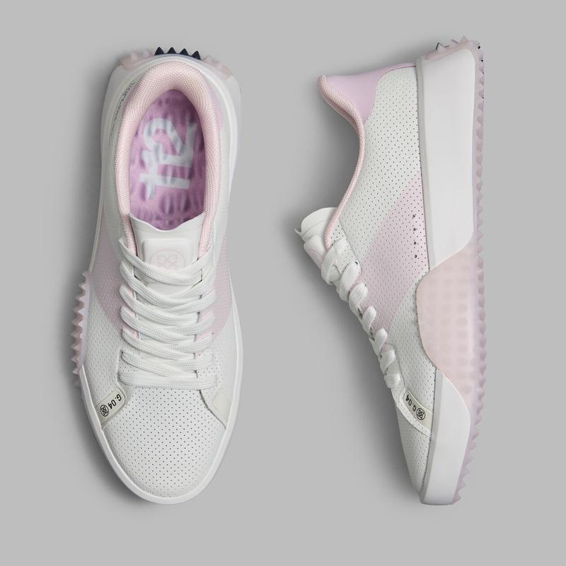 G/FORE Saddle Stripe Kiltie Golf Shoe - Snow/Blush