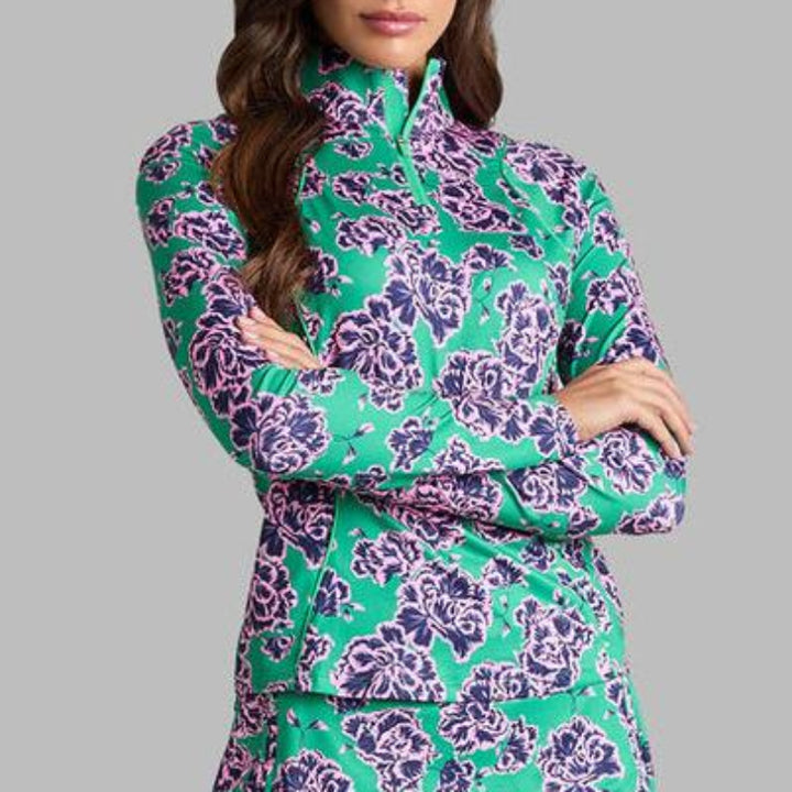 G/FORE Floral Tech Jersey Layer - Green Floral