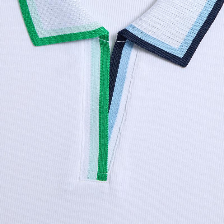 G/FORE Contrast Ribbed Tech Polo - White/Green/Navy