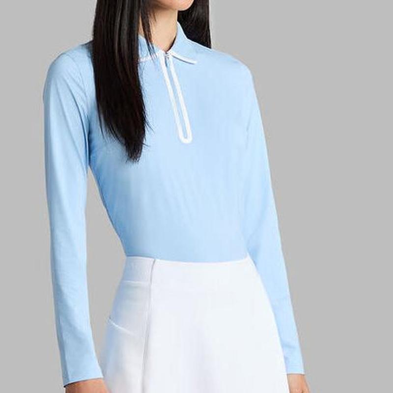 G/FORE Silky Tech L/S Zip Polo - Baja Blue