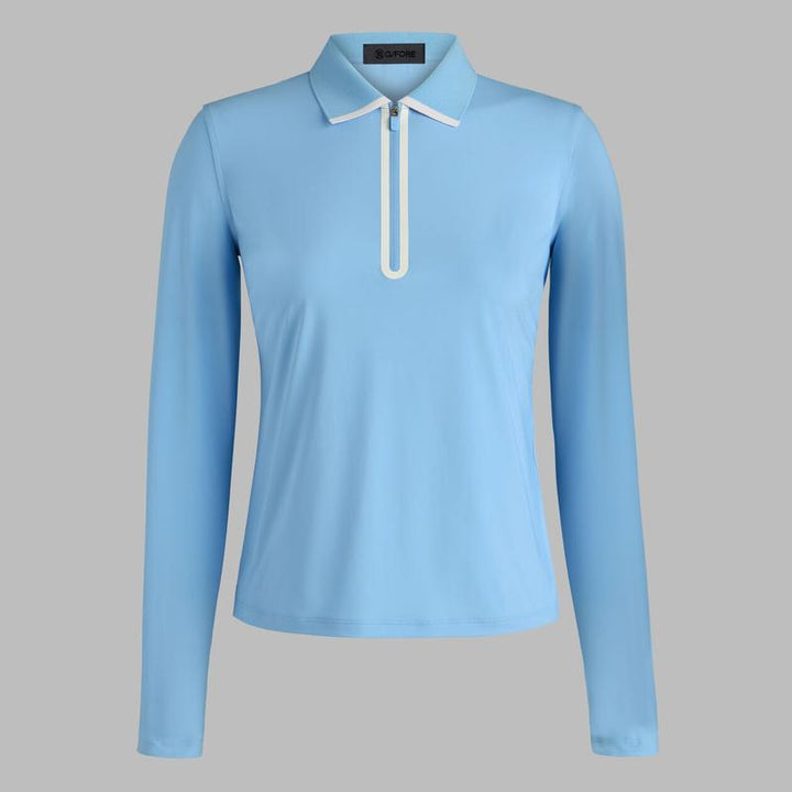 G/FORE Silky Tech L/S Zip Polo - Baja Blue