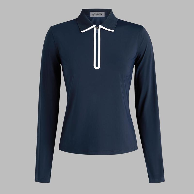 G/FORE Silky Tech L/S Zip Polo - Navy