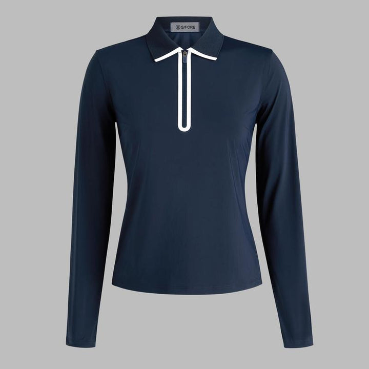 G/FORE Silky Tech L/S Zip Polo - Navy