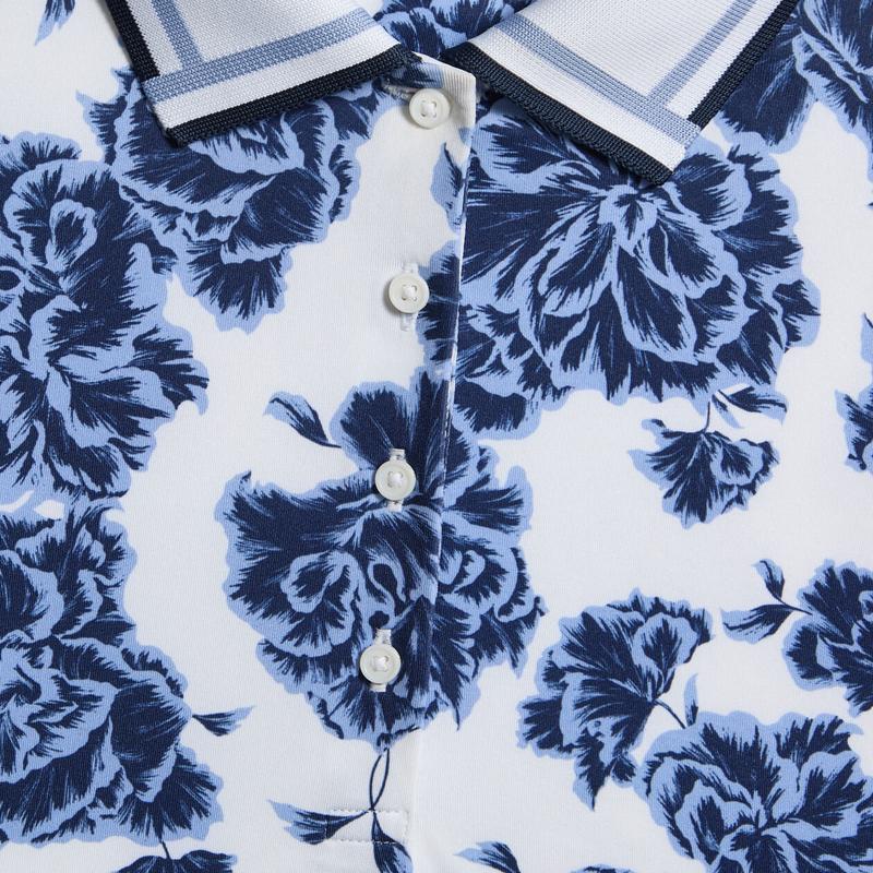 G/FORE Tech Floral S/L Polo - White/Navy