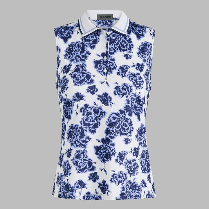 G/FORE Tech Floral S/L Polo - White/Navy