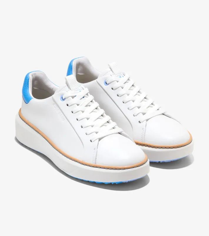 Cole Haan Grandpro Topspin Golf Shoes - White/Azure Blue