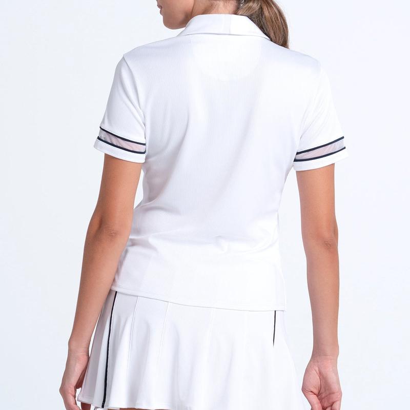Lucky In Love Piped Fairway S/S Polo - White