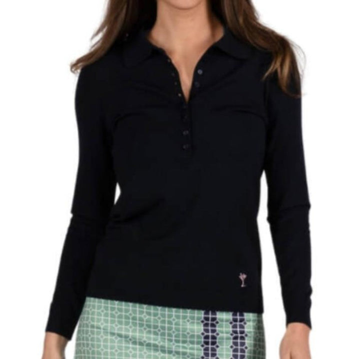 Golftini Button Polo Sweater - Navy