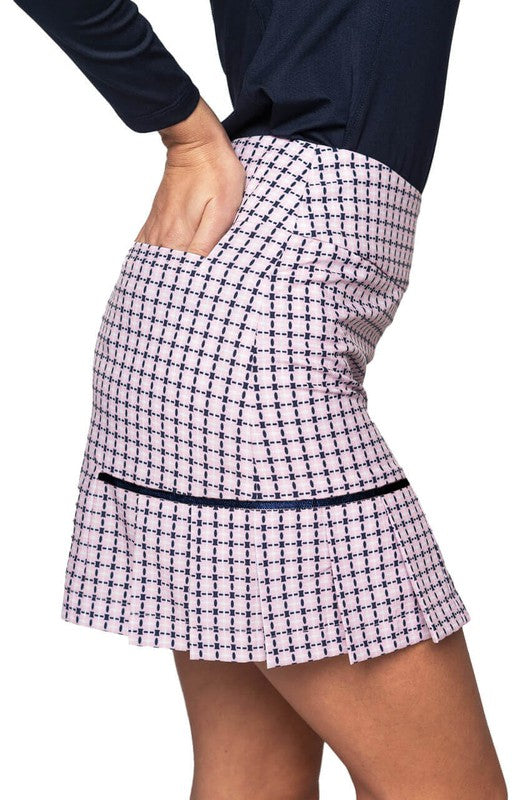 Golftini Chop Chop Performance Side Pleat Skort - Navy/Pink