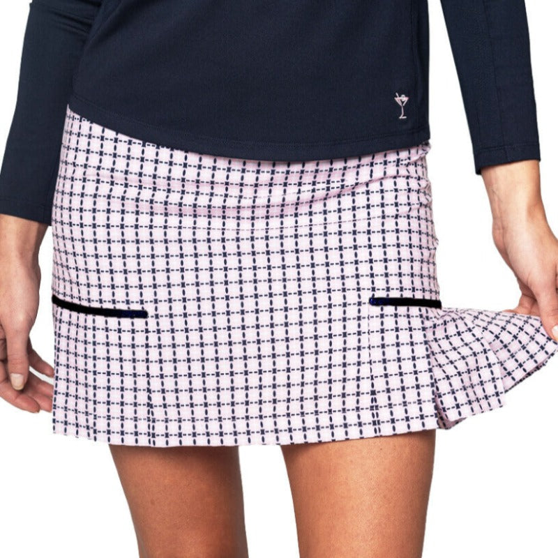 Golftini Chop Chop Performance Side Pleat Skort - Navy/Pink