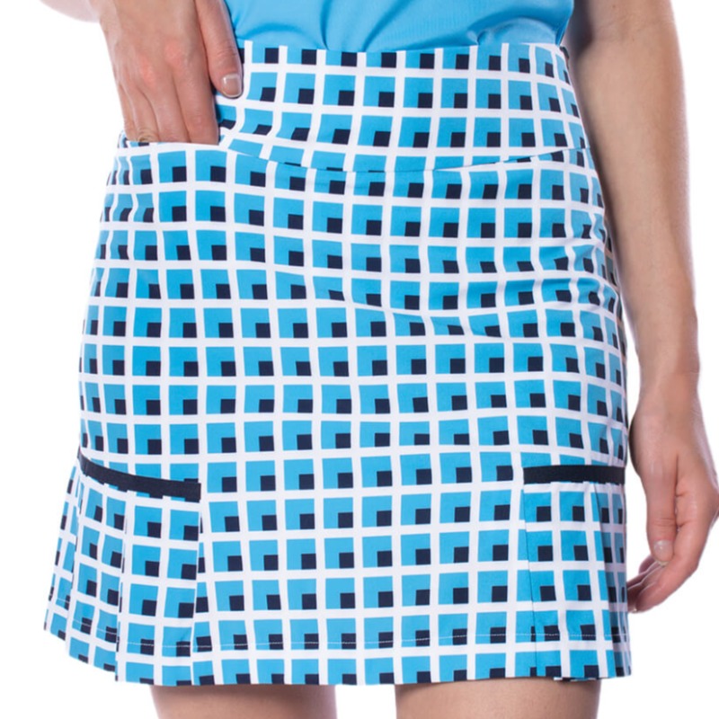 Golftini Escape Performance Side Pleat Skort - Blue/Navy