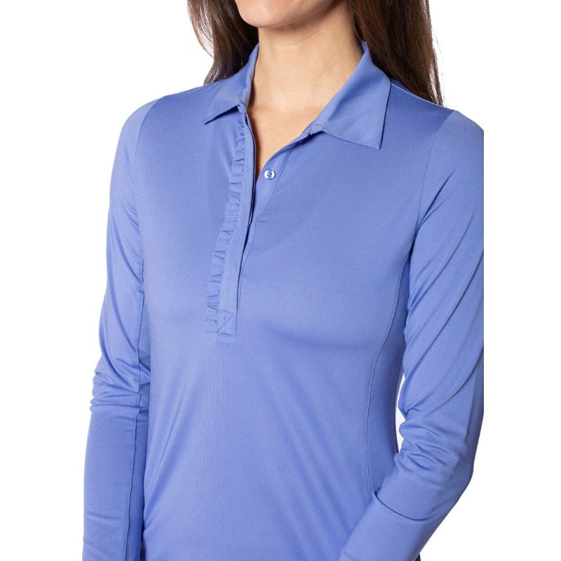 Golftini L/S Ruffle Polo - Periwinkle