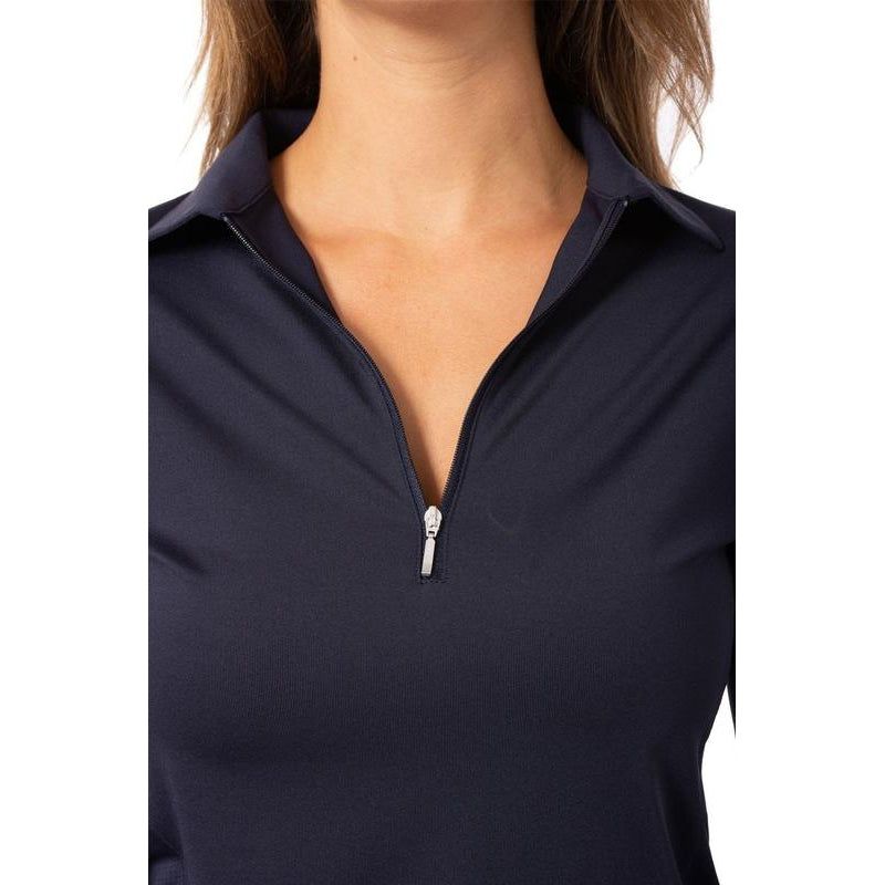 Golftini L/S Zip Tech Polo (no mesh) - Navy