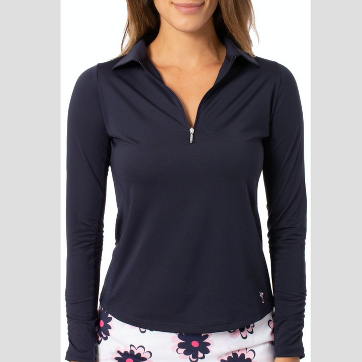 Golftini L/S Zip Tech Polo (no mesh) - Navy