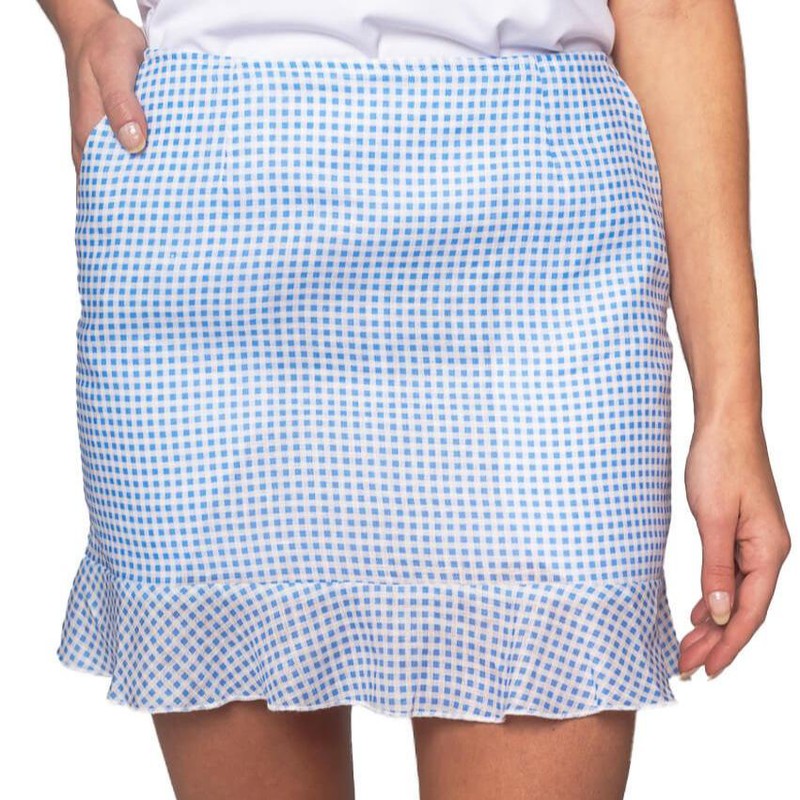 Golftini Linen Ruffle Skort - Blue/White