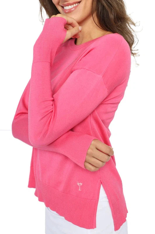 Golftini Relaxed Fit Crewneck Sweater - Hot Pink