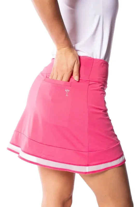 Golftini Top Golf Pull-On Mesh Trim Skort 16.5" - Hot Pink