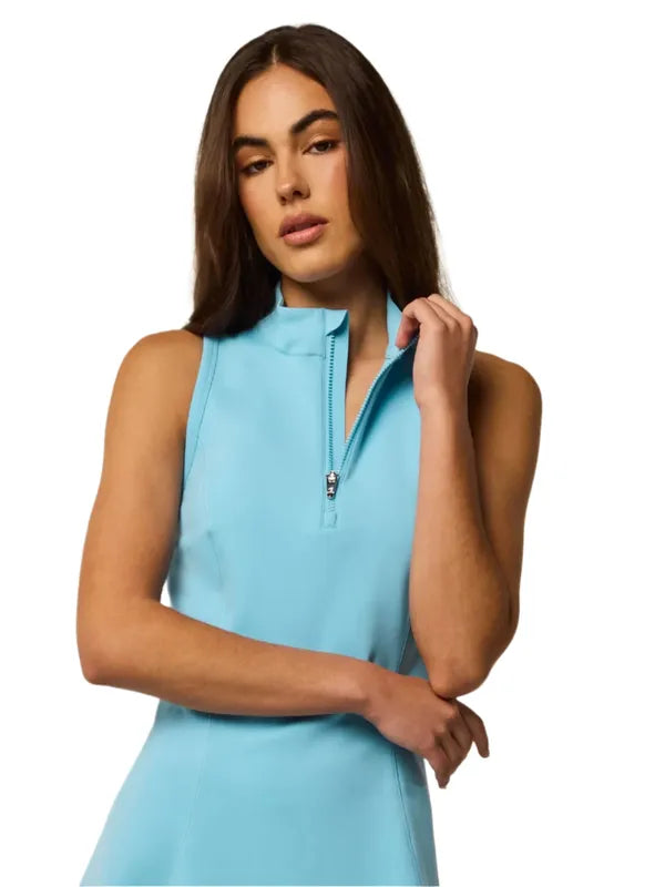 Greyson Women's Mock Neck Short Sleeveless Dress - Blue – Open Court Greyson Women's Mock Neck Short Sleeveless Dress - Blue – Open Court