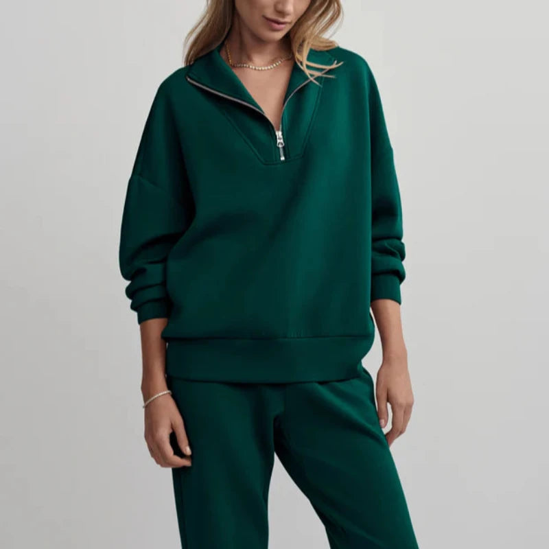 Varley Hawley Zip Sweat - Forest