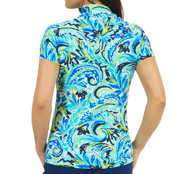 IBKUL Aubrey S/S Mock Neck Top - Turquoise