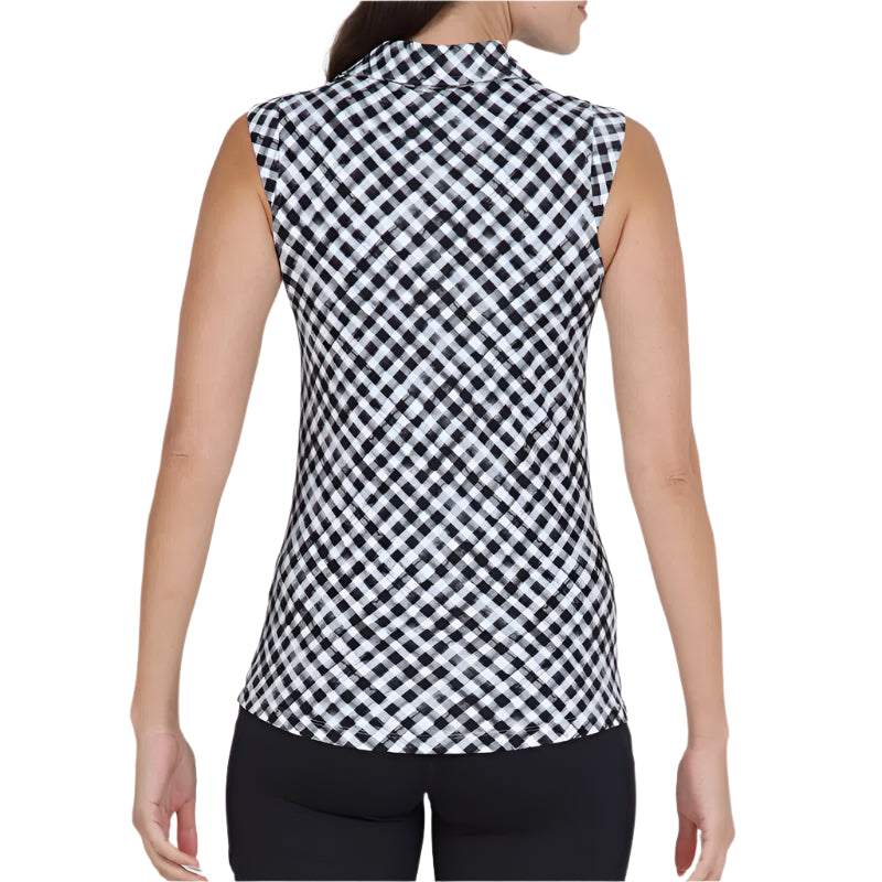 IBKUL Gingham S/L Polo - Black/White