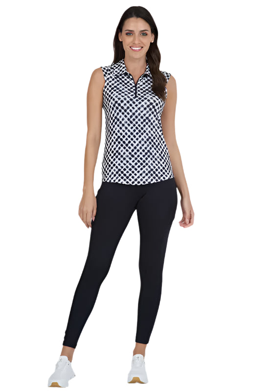 IBKUL Gingham S/L Polo - Black/White